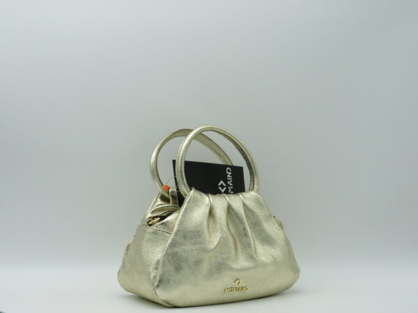 MIDMAIND BORSA PICCOLA MANICI TONDI PELLE LAMINATA ORO - immagine 2