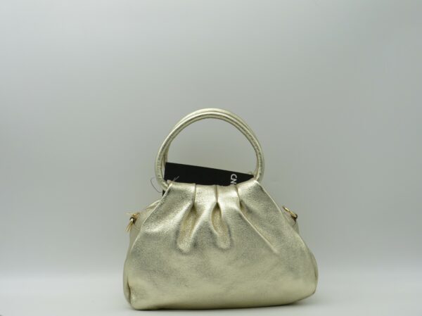 MIDMAIND BORSA MEDIA MANICI TONDI PELLE LAMINATA ORO