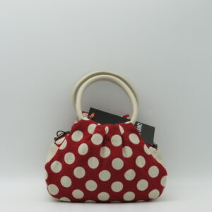 MIDMAIND BORSA PICCOLA MANICI TONDI TESSUTO POIS ROSSO