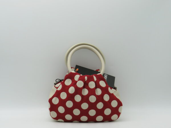 MIDMAIND BORSA PICCOLA MANICI TONDI TESSUTO POIS ROSSO