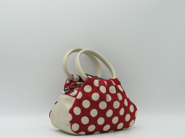 MIDMAIND BORSA PICCOLA MANICI TONDI TESSUTO POIS ROSSO - immagine 2