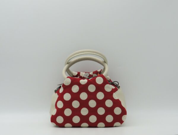 MIDMAIND BORSA PICCOLA MANICI TONDI TESSUTO POIS ROSSO - immagine 3
