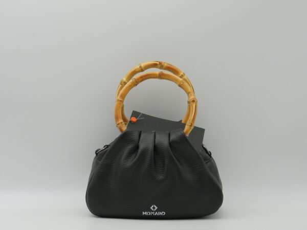 MIDMAIND BORSA PICCOLA MANICI BAMBOO A MANO PELLE NERO