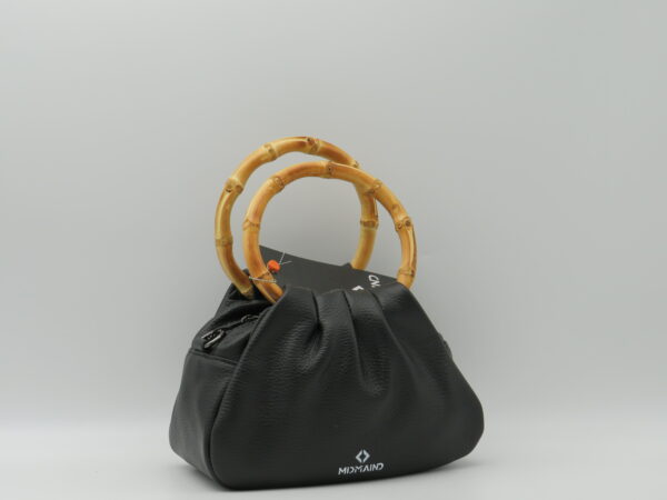 MIDMAIND BORSA PICCOLA MANICI BAMBOO A MANO PELLE NERO - immagine 2