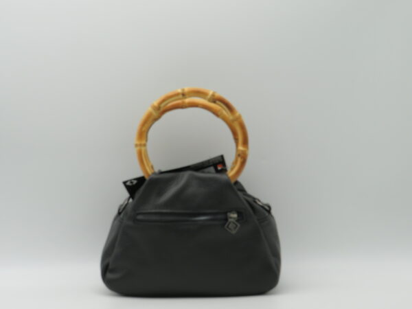 MIDMAIND BORSA PICCOLA MANICI BAMBOO A MANO PELLE NERO - immagine 3