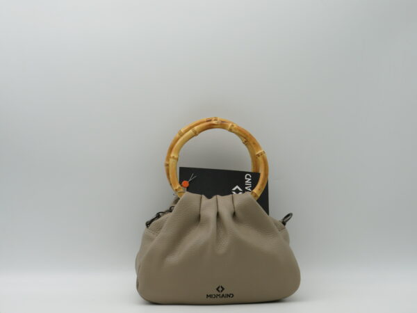 MIDMAIND BORSA PICCOLA MANICI BAMBOO PELLE SABBIA