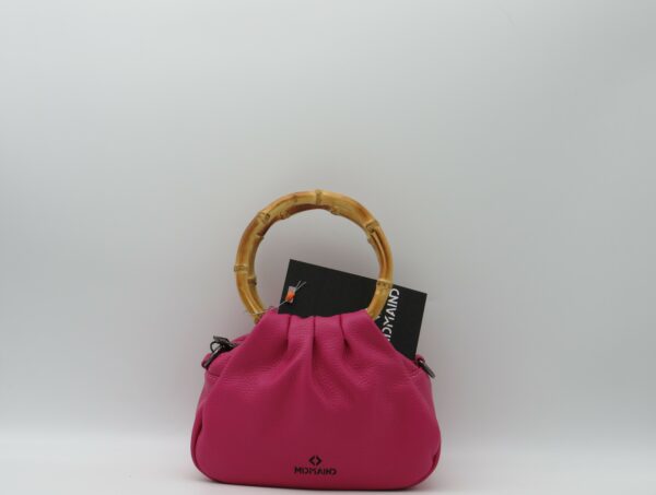 MIDMAIND BORSA PICCOLA MANICI BAMBOO PELLE FUXIA