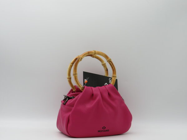 MIDMAIND BORSA PICCOLA MANICI BAMBOO PELLE FUXIA - immagine 2