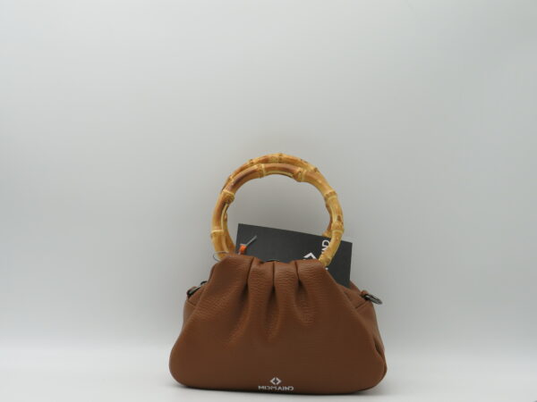 MIDMAIND BORSA PICCOLA MANICI BAMBOO PELLE CUOIO