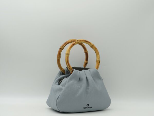 MIDMAIND BORSA PICCOLA MANICI BAMBOO PELLE CELESTE - immagine 2