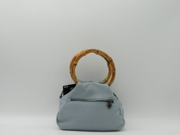 MIDMAIND BORSA PICCOLA MANICI BAMBOO PELLE CELESTE - immagine 3