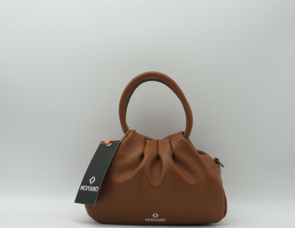 MIDMAIND BORSA MEDIA MANICI TONDI PELLE CUOIO