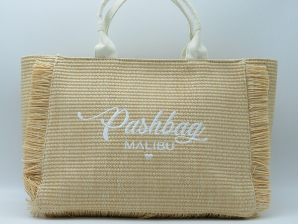 PASH BAG BORSA A MANO RAFIA+FRANGE NATURALE