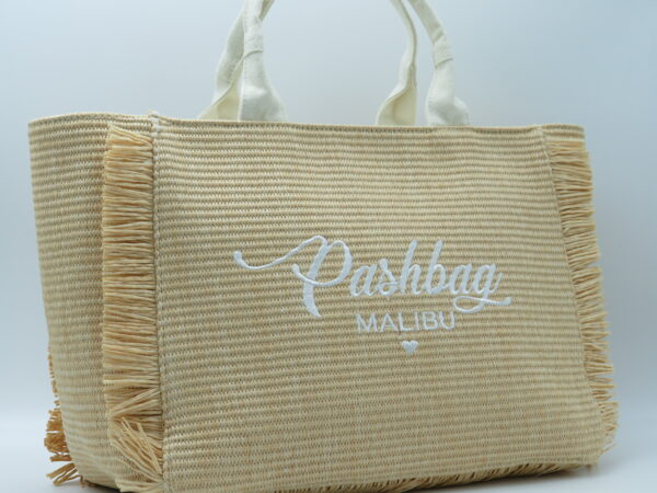 PASH BAG BORSA A MANO RAFIA+FRANGE NATURALE - immagine 2