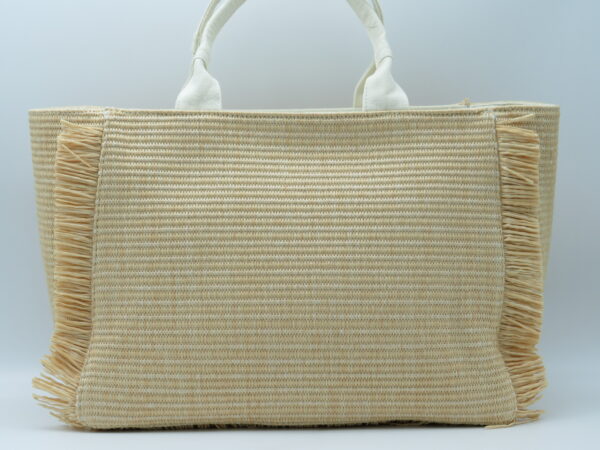 PASH BAG BORSA A MANO RAFIA+FRANGE NATURALE - immagine 3