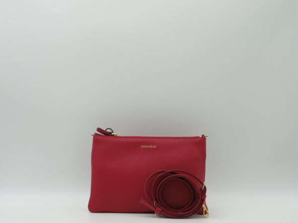 COCCINELLE POCHETTE CON TRACOLLA IN PELLE ROSSA