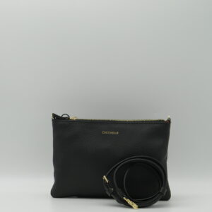 COCCINELLE POCHETTE CON TRACOLLA IN PELLE MARTELLATA NERA