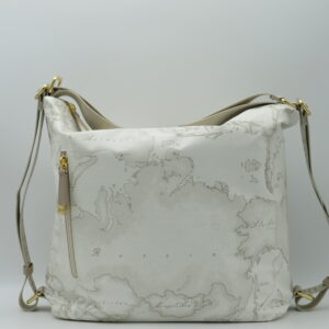 ALVIERO MARTINI 1'CLASSE BORSA/ZAINO GRANDE GEO GOMMATO BIANCO