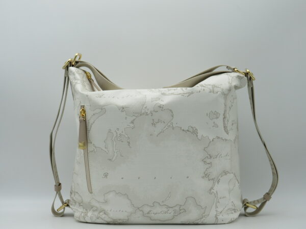 ALVIERO MARTINI 1'CLASSE BORSA/ZAINO GRANDE GEO GOMMATO BIANCO