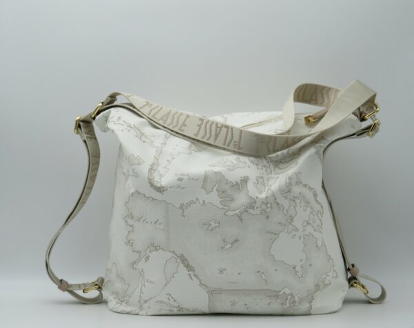 ALVIERO MARTINI 1'CLASSE BORSA/ZAINO GRANDE GEO GOMMATO BIANCO - immagine 3