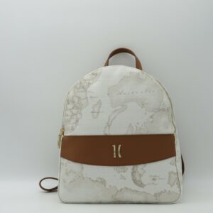 ALVIERO MARTINI 1 CLASSE ZAINO MEDIO DOPPIA ZIP GEO BIANCO+TABACCO