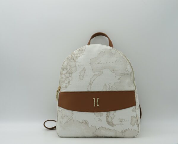 ALVIERO MARTINI 1 CLASSE ZAINO MEDIO DOPPIA ZIP GEO BIANCO+TABACCO