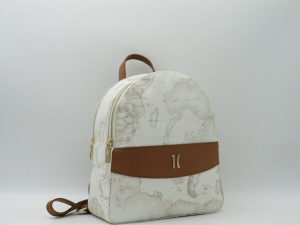 ALVIERO MARTINI 1 CLASSE ZAINO MEDIO DOPPIA ZIP GEO BIANCO+TABACCO - immagine 2