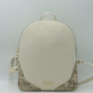ALVIERO MARTINI 1'CLASSE ZAINO GRANDE DOPPIA ZIP AVORIO+GEO RAFFIA