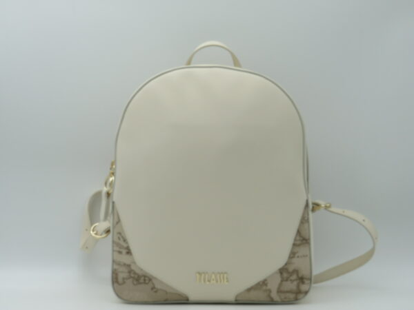 ALVIERO MARTINI 1'CLASSE ZAINO GRANDE DOPPIA ZIP AVORIO+GEO RAFFIA