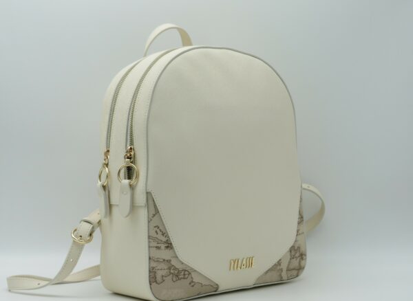 ALVIERO MARTINI 1'CLASSE ZAINO GRANDE DOPPIA ZIP AVORIO+GEO RAFFIA - immagine 2