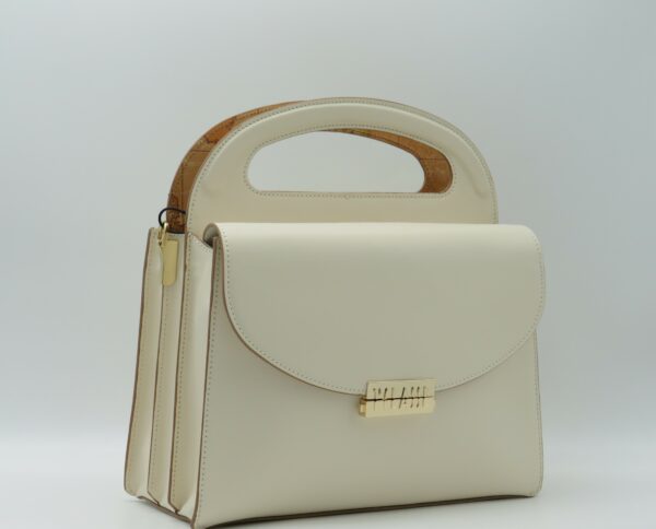 ALVIERO MARTINI 1 CLASSE BORSA A MANO GRANDE IN PELLE AVORIO - immagine 2