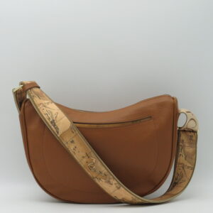 ALVIERO MARTINI 1'CLASSE TRACOLLA STONDATA PICCOLA IN PELLE TABACCO+GEO
