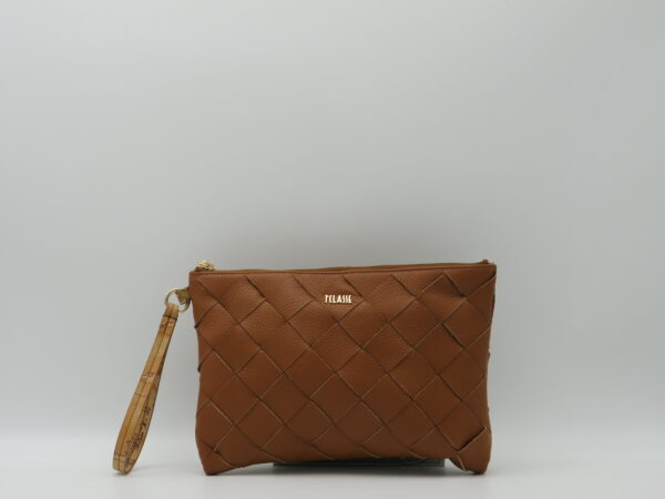 ALVIERO MARTINI 1'CLASSE POLSIERA MEDIA IN PELLE INTRECCIATA CUOIO