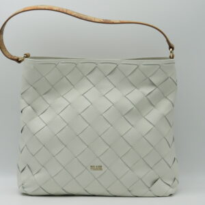 ALVIERO MARTINI 1'CLASSE  SOTTOBRACCIO IN PELLE INTRECCIATA AVORIO+GEO