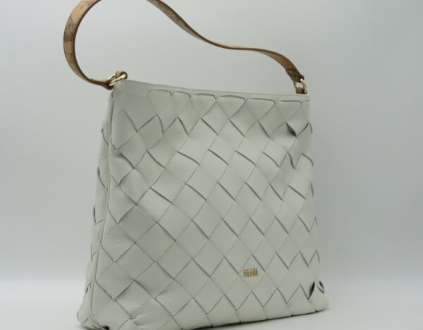 ALVIERO MARTINI 1'CLASSE  SOTTOBRACCIO IN PELLE INTRECCIATA AVORIO+GEO - immagine 2