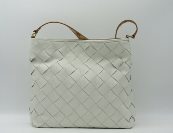ALVIERO MARTINI 1'CLASSE  SOTTOBRACCIO IN PELLE INTRECCIATA AVORIO+GEO - immagine 3