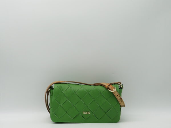 ALVIERO MARTINI 1'CLASSE TRACOLLA PICCOLA CON PATTA IN PELLE INTRECCIATA VERDE