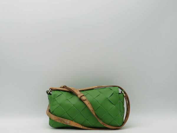 ALVIERO MARTINI 1'CLASSE TRACOLLA PICCOLA CON PATTA IN PELLE INTRECCIATA VERDE - immagine 3