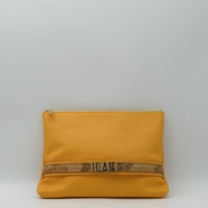 ALVIERO MARTINI 1'CLASSE POCHETTE MEDIA IN PELLE GIALLO CURCUMA+GEO