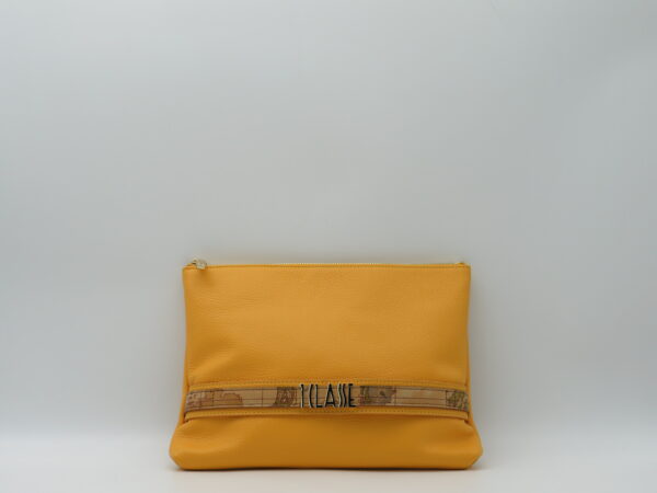 ALVIERO MARTINI 1'CLASSE POCHETTE MEDIA IN PELLE GIALLO CURCUMA+GEO