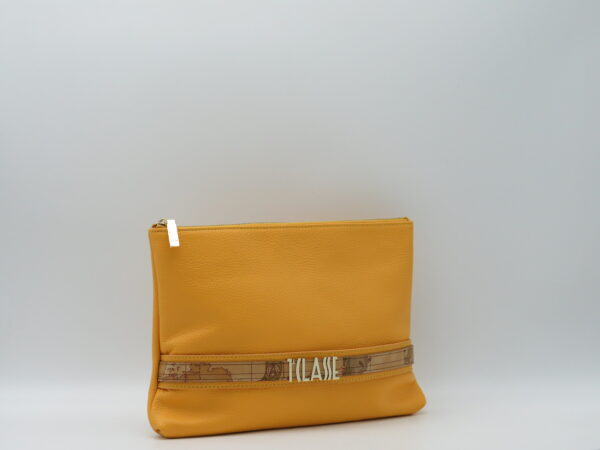 ALVIERO MARTINI 1'CLASSE POCHETTE MEDIA IN PELLE GIALLO CURCUMA+GEO - immagine 2