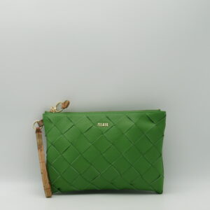 ALVIERO MARTINI 1'CLASSE POLSIERA MEDIA IN PELLE INTRECCIATA VERDE