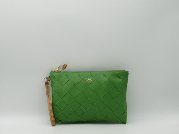 ALVIERO MARTINI 1'CLASSE POLSIERA MEDIA IN PELLE INTRECCIATA VERDE