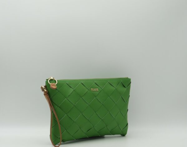 ALVIERO MARTINI 1'CLASSE POLSIERA MEDIA IN PELLE INTRECCIATA VERDE - immagine 2