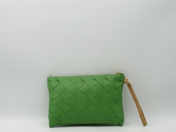 ALVIERO MARTINI 1'CLASSE POLSIERA MEDIA IN PELLE INTRECCIATA VERDE - immagine 3