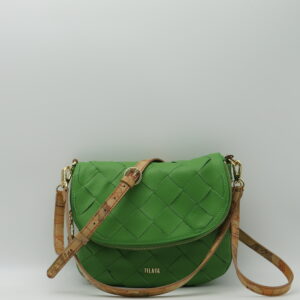 ALVIERO MARTINI 1'CLASSE SOTTOBRACCIO/TRACOLLA IN PELLE INTRECCIATA VERDE+GEO