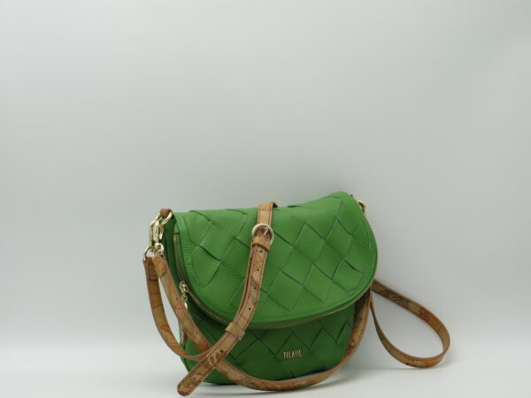 ALVIERO MARTINI 1'CLASSE SOTTOBRACCIO/TRACOLLA IN PELLE INTRECCIATA VERDE+GEO - immagine 2