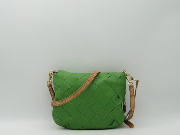 ALVIERO MARTINI 1'CLASSE SOTTOBRACCIO/TRACOLLA IN PELLE INTRECCIATA VERDE+GEO - immagine 3