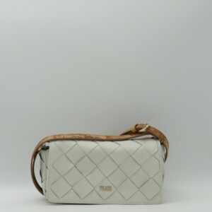 ALVIERO MARTINI 1'CLASSE TRACOLLA PICCOLA CON PATTA IN PELLE INTRECCIATA AVORIO