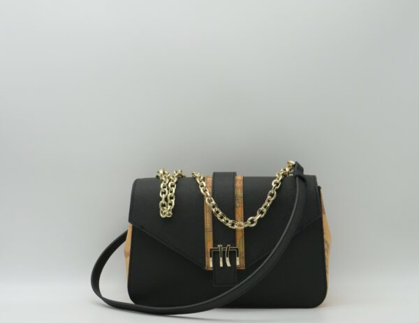 ALVIERO MARTINI BORSA MADIA SOTTOBRACCIO/TRACOLLA SAFFIANO NERO + GEO